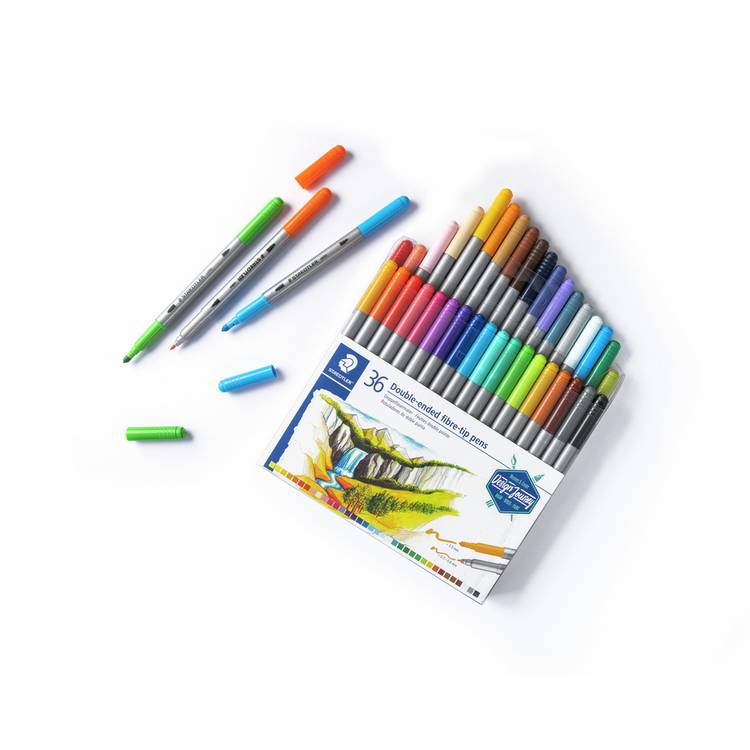 Staedtler double-ended fibre-tip pens pack of 36, UK version