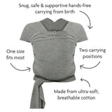Izmi baby wrap Mid Grey one size, imported from the UK