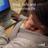 Izmi baby wrap Mid Grey one size, imported from the UK