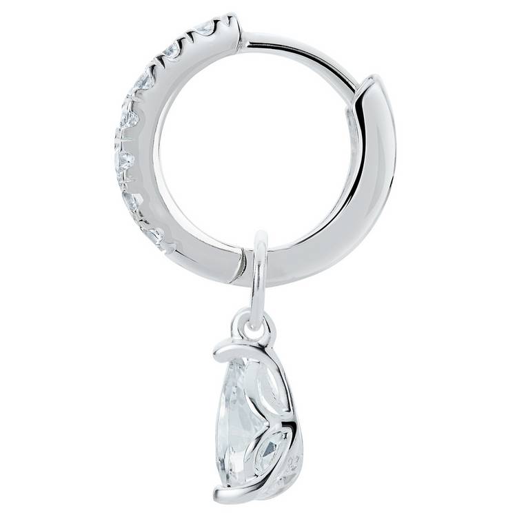 Revere sterling silver cubic zirconia huggie hoop earrings, UK version