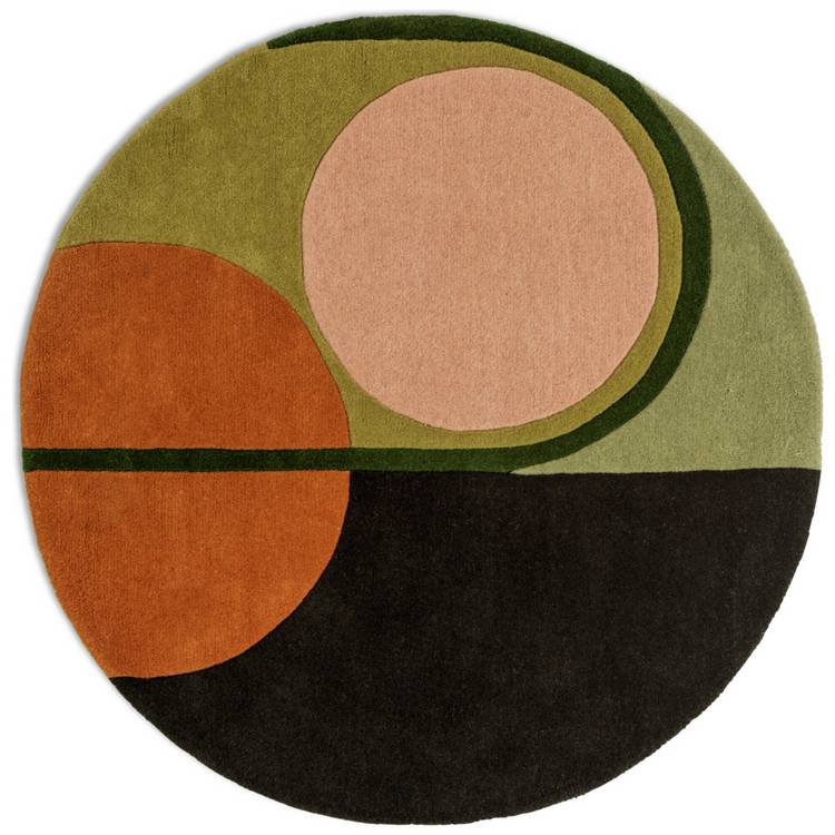 Habitat geometric round wool cut pile rug 120cm (British brand)