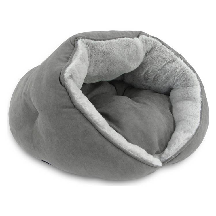 Cat Bed Grey Suede and Faux Fur Medium, imported from the UK