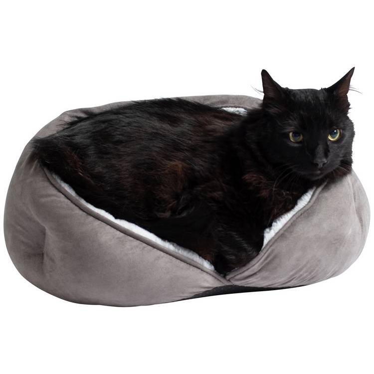 Cat Bed Grey Suede and Faux Fur Medium, imported from the UK