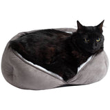 Cat Bed Grey Suede and Faux Fur Medium, imported from the UK