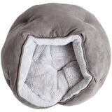 Cat Bed Grey Suede and Faux Fur Medium, imported from the UK