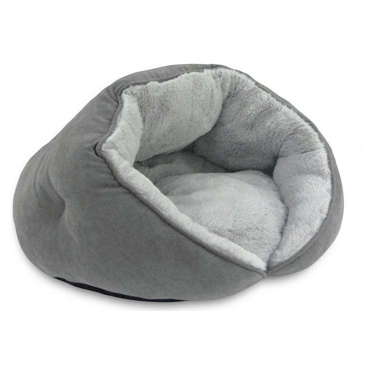 Cat Bed Grey Suede and Faux Fur Medium, imported from the UK