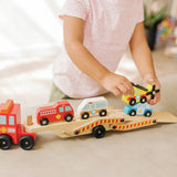 Melissa & Doug Wooden Emergency Vehicle Transporter Truck, imported from the UK