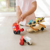 Melissa & Doug Wooden Emergency Vehicle Transporter Truck, imported from the UK
