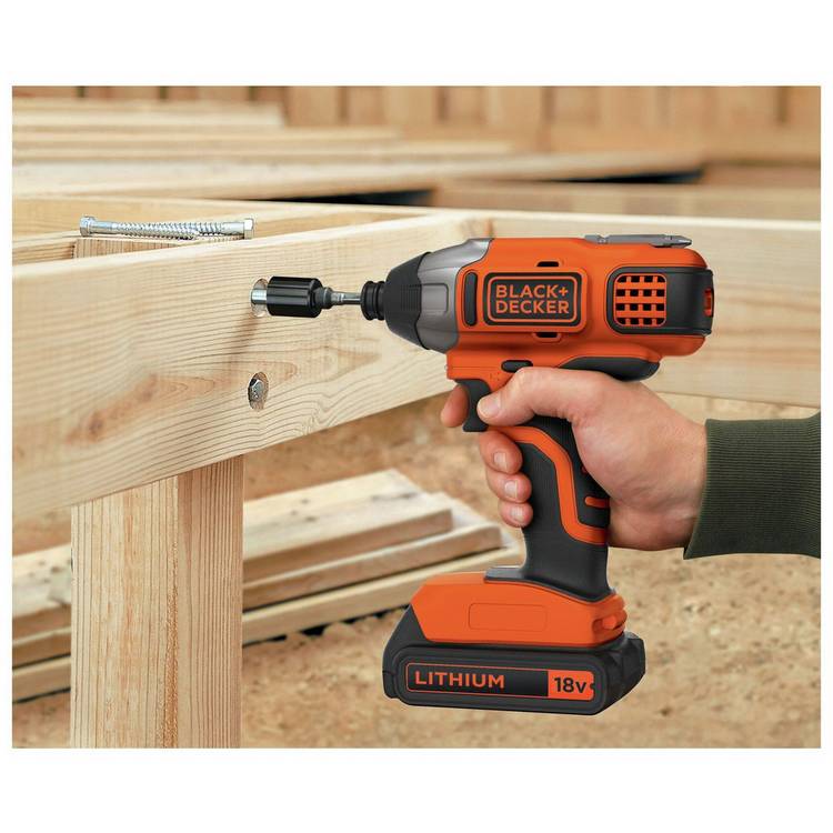 Black+Decker 18V cordless impact driver with battery, imported from the UK