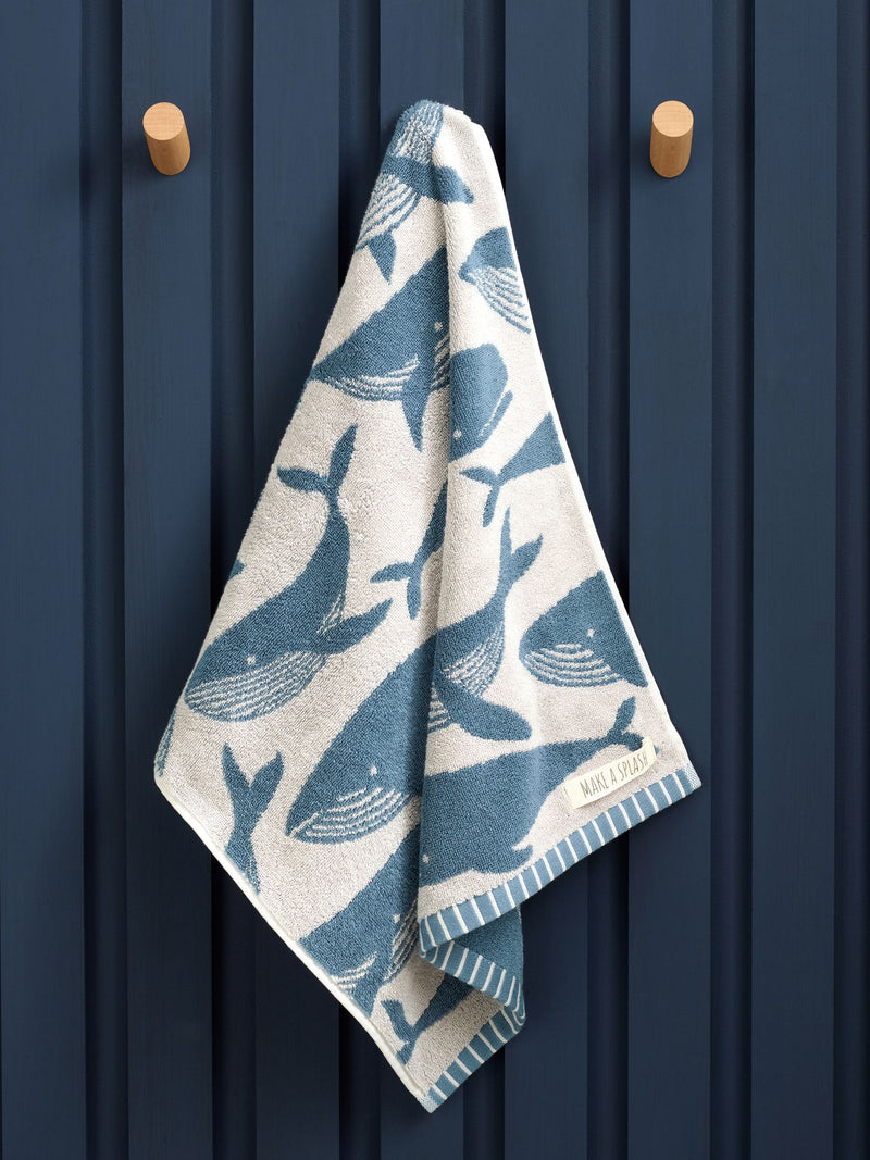 Blue Whale 100% cotton towel, imported from the UK