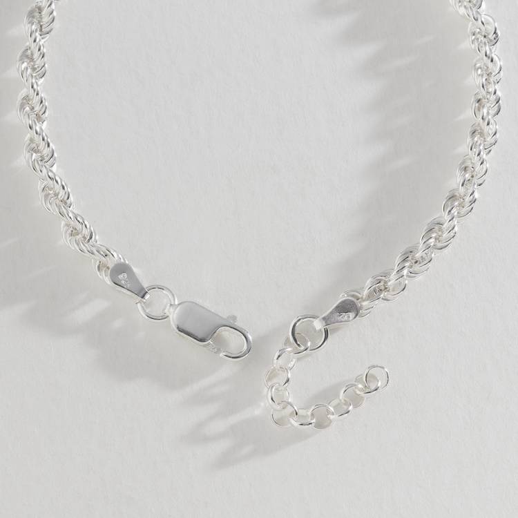 Revere sterling silver rope chain bracelet 21cm, imported from the UK