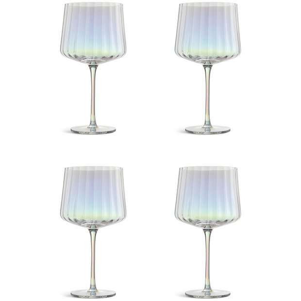 Habitat iridescent fluted gin glasses set of 4 - British product