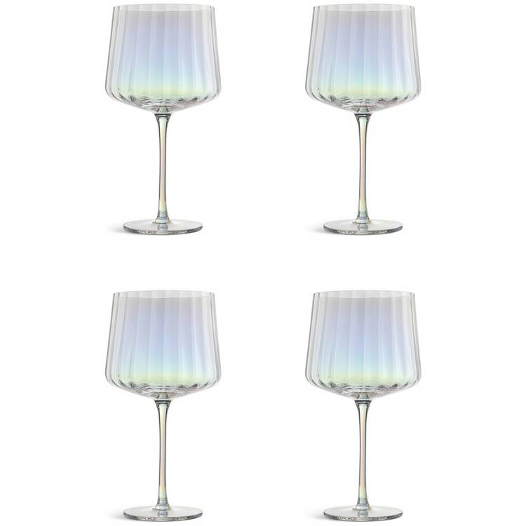 Habitat iridescent fluted gin glasses set of 4 - British product