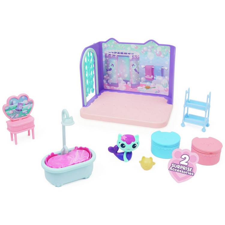 Gabby's Dollhouse bathroom playset with MerCat figure - British product