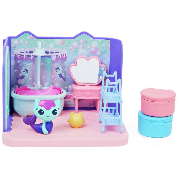 Gabby's Dollhouse bathroom playset with MerCat figure - British product