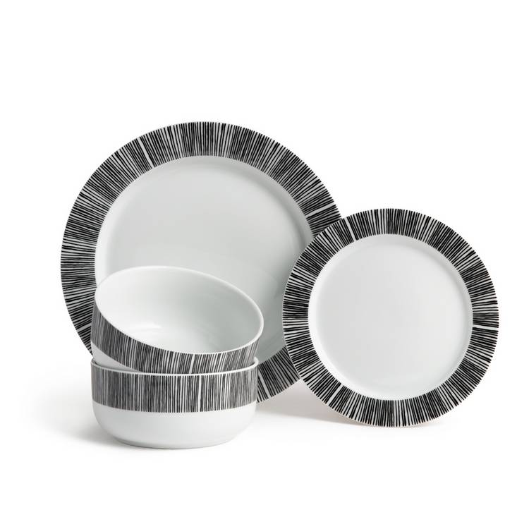 Habitat Black Dash 12 piece dinner set (British brand)