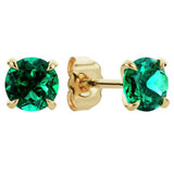 Revere 9ct gold created emerald stud earrings - British product