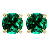 Revere 9ct gold created emerald stud earrings - British product