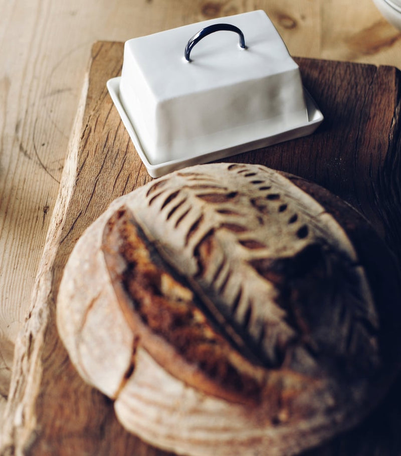 Feldspar fine bone china cobalt butter dish, UK version