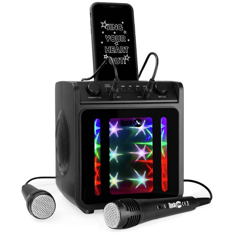 RockJam SingCube 10W Bluetooth karaoke machine with two mics - British product