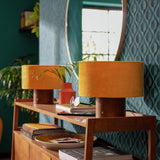 Habitat corduroy touch table lamp mustard walnut - British product