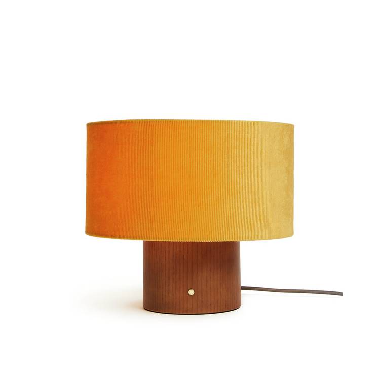 Habitat corduroy touch table lamp mustard walnut - British product