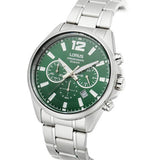 Lorus men's stainless steel chronograph watch with green dial 43mm, UK version