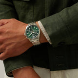 Lorus men's stainless steel chronograph watch with green dial 43mm, UK version