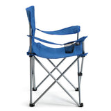 Folding camping chair blue with drinks holder and carry bag, imported from the UK