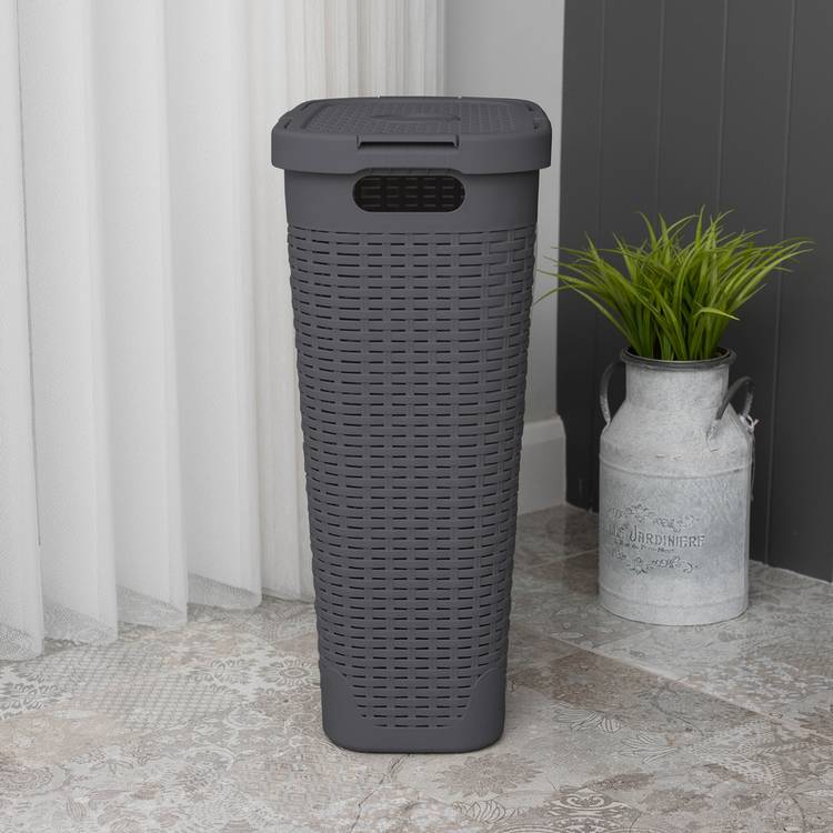 Addis dark grey slimline laundry basket 40L - British product