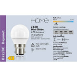 Argos Home 4.2W LED globe bulb BC 2 pack (British brand)