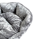 Grey crushed velvet box bed medium (British brand)