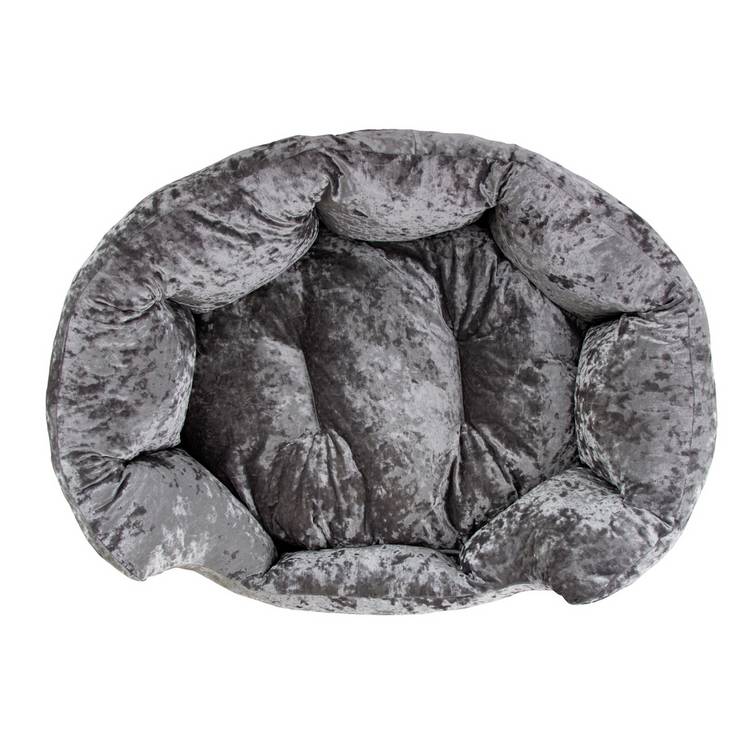 Grey crushed velvet box bed medium (British brand)