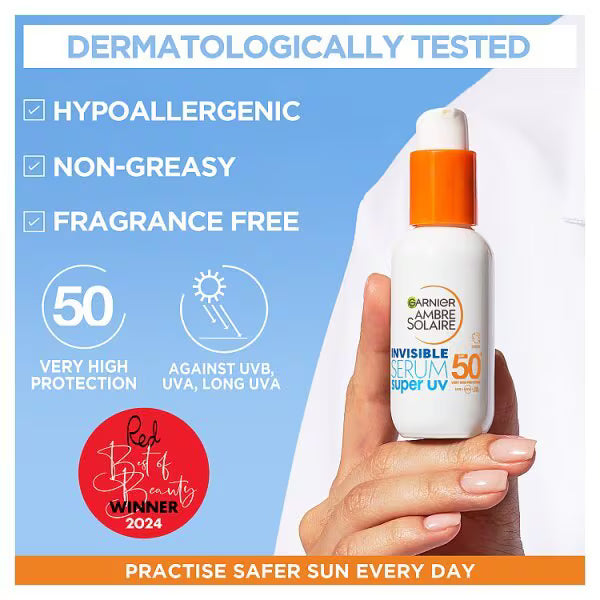 Garnier Ambre Solaire invisible face serum SPF 50+, UK version