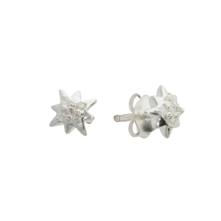Revere sterling silver star stud earrings 0.05ct (British brand)