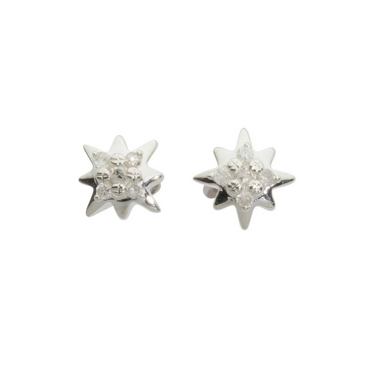 Revere sterling silver star stud earrings 0.05ct (British brand)