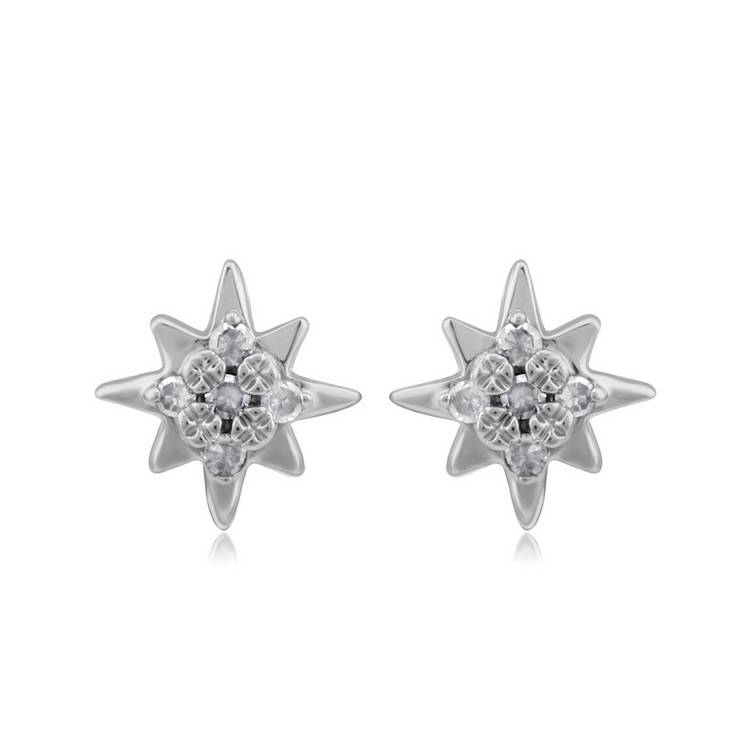 Revere sterling silver star stud earrings 0.05ct (British brand)