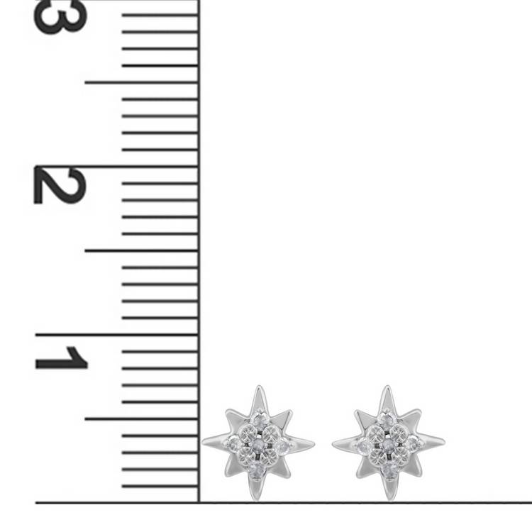 Revere sterling silver star stud earrings 0.05ct (British brand)