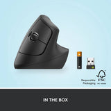 Logitech Lift Vertical Ergonomic Wireless Mouse Black, imported from the UK