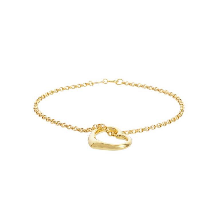 Revere 9ct yellow gold floating heart bracelet 7.5 inches - British product