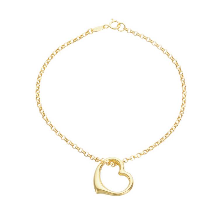 Revere 9ct yellow gold floating heart bracelet 7.5 inches - British product