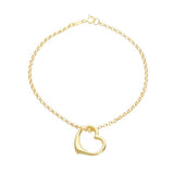 Revere 9ct yellow gold floating heart bracelet 7.5 inches - British product