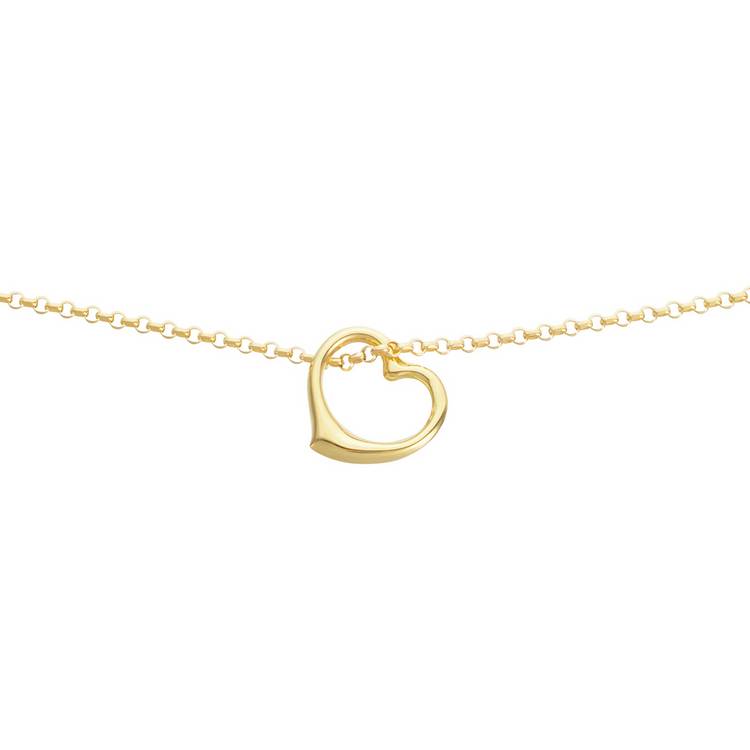 Revere 9ct yellow gold floating heart bracelet 7.5 inches - British product
