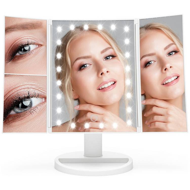 Rio white LED folding makeup mirror, imported from the UK