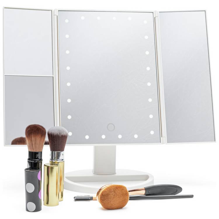 Rio white LED folding makeup mirror, imported from the UK