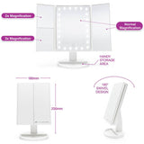 Rio white LED folding makeup mirror, imported from the UK
