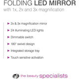 Rio white LED folding makeup mirror, imported from the UK