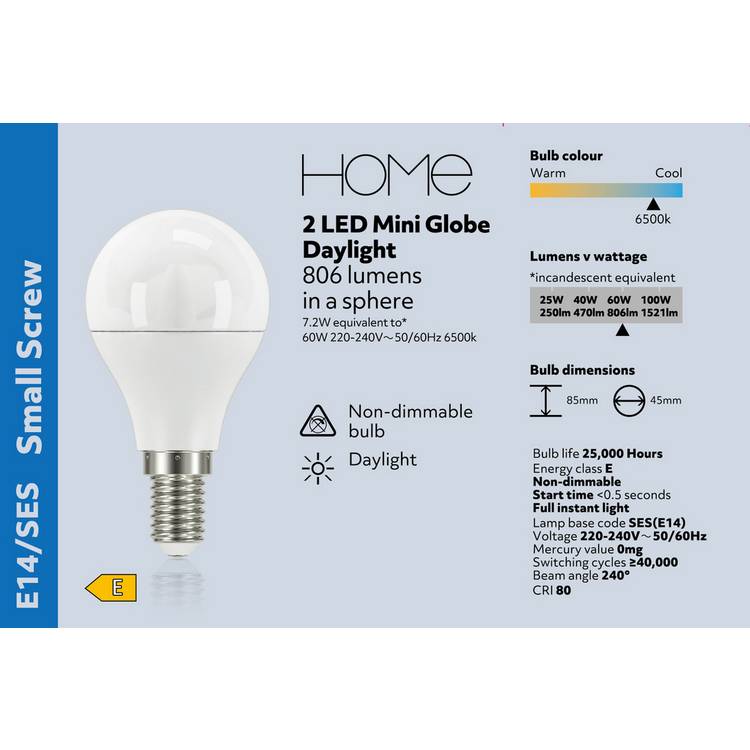 Argos Home LED bulb 7.2W cool white 2 pack - British product