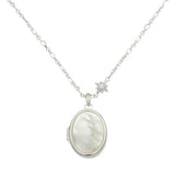 Revere silver-plated mother of pearl locket necklace adjustable chain (British brand)