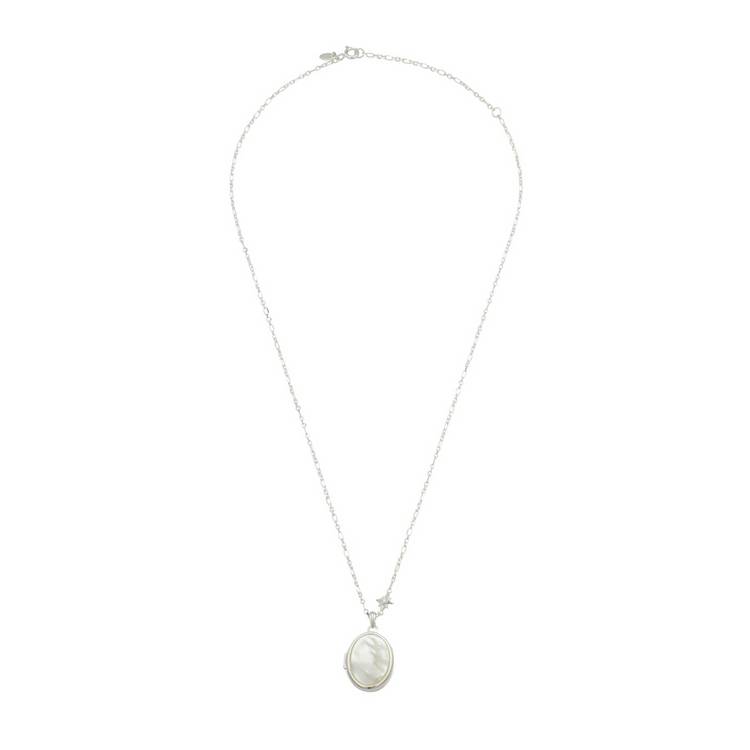 Revere silver-plated mother of pearl locket necklace adjustable chain (British brand)